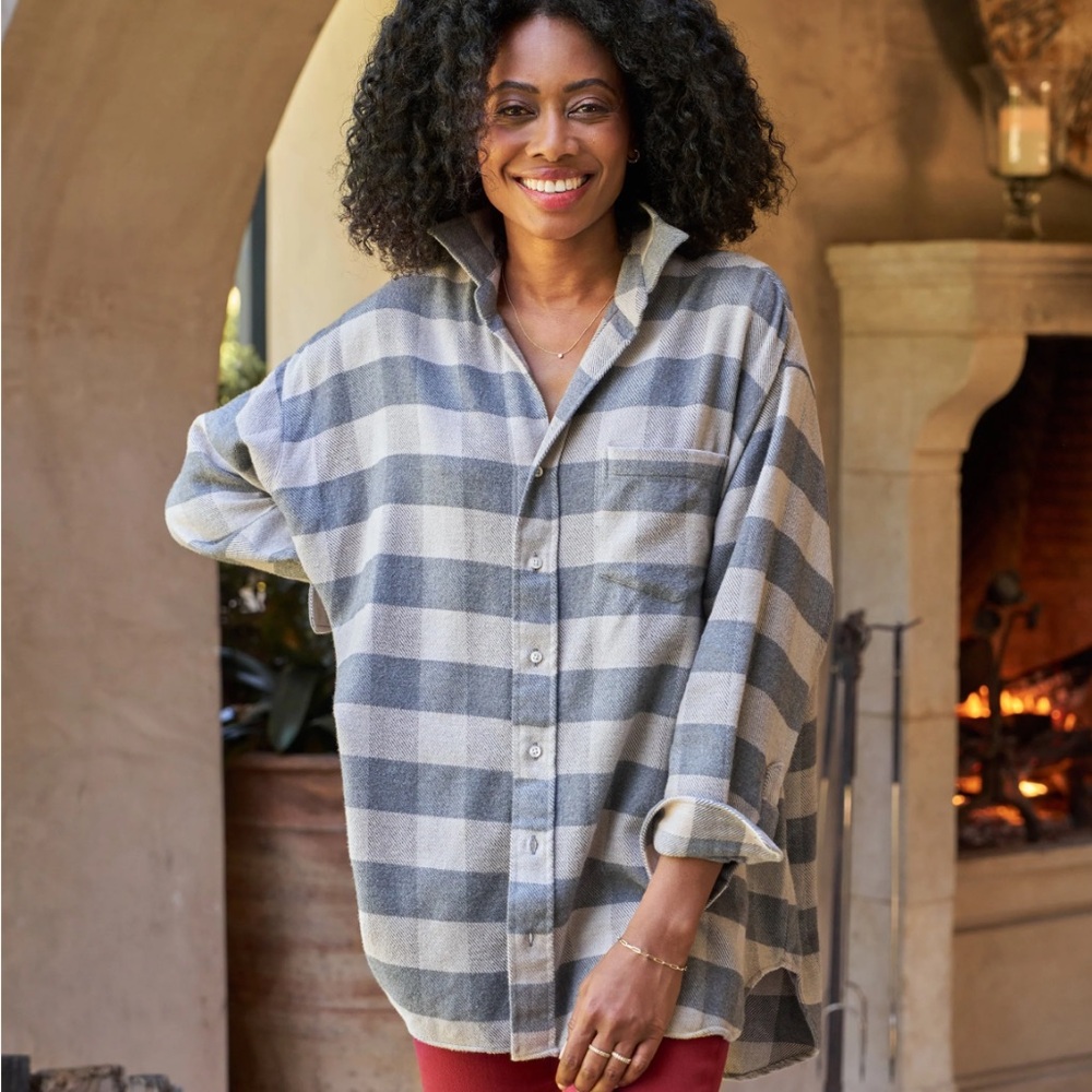 Frank & Eileen Gray and Cream Plaid Tunic